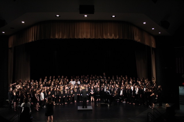 The SHS choir joined with students from Addams, Keller, and Frost Junior Highs on stage