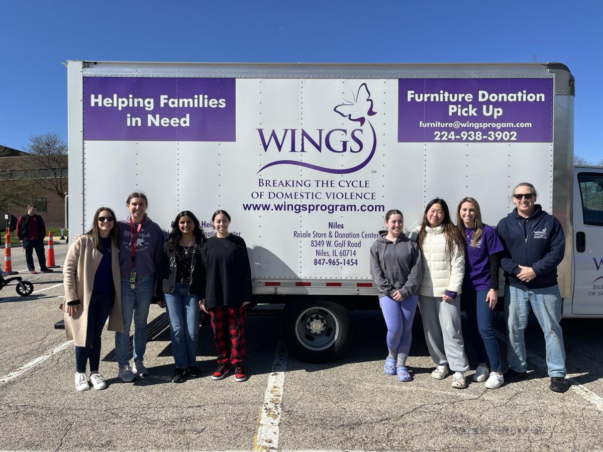 Schaumburg students collected over 300 bags of clothing for WINGS during Domestic Abuse week. 