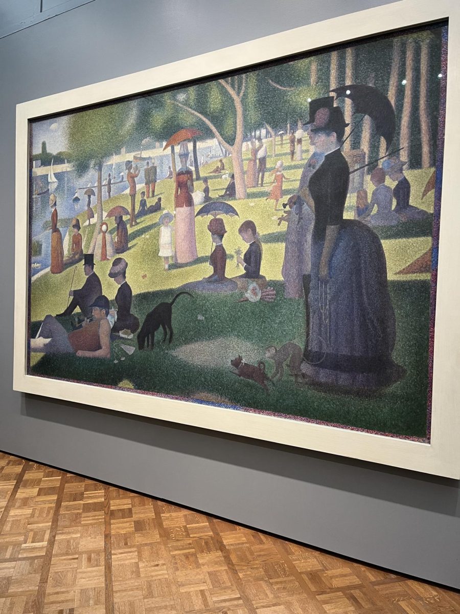 A Sunday Afternoon on the Island of La Grande Jatte by Georges Seurat displayed at The Art Institute of Chicago