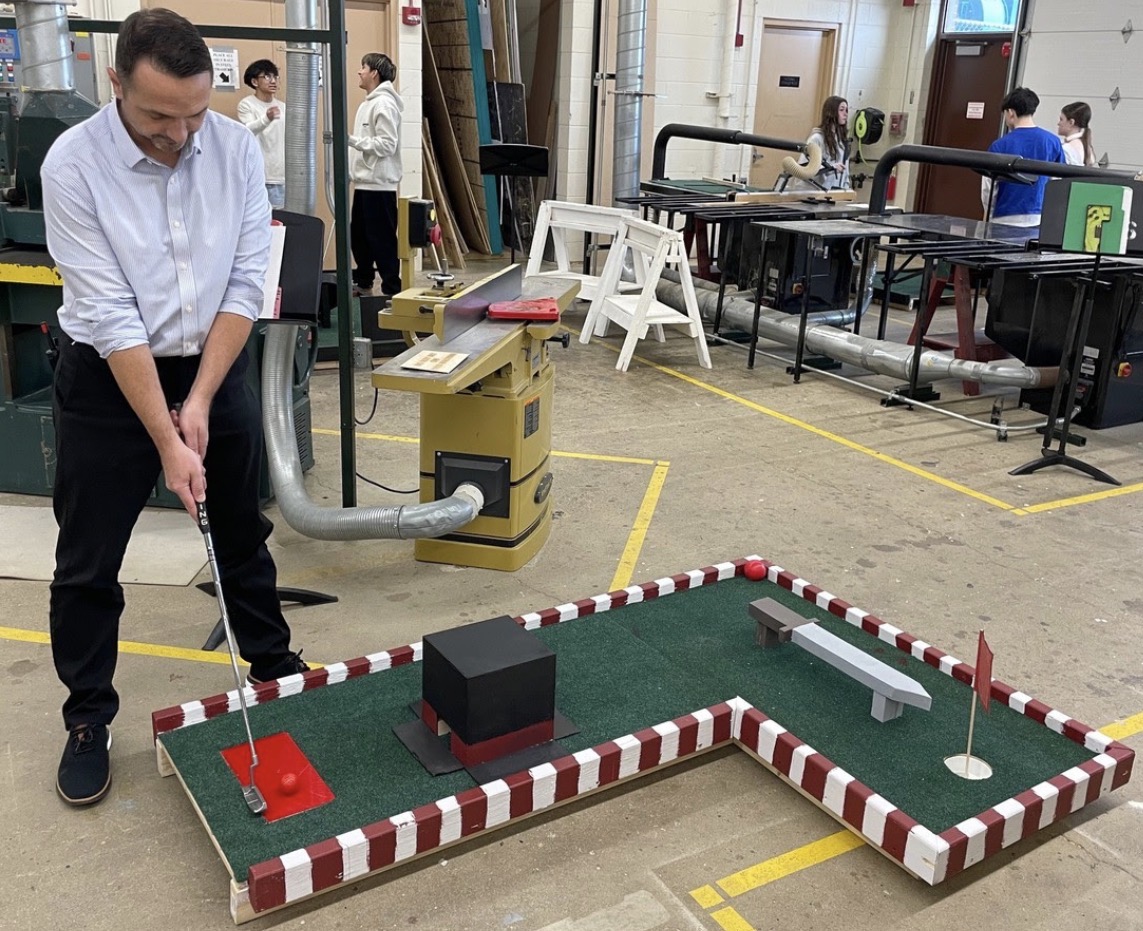 Mr. Mocon tests one of the courses. 